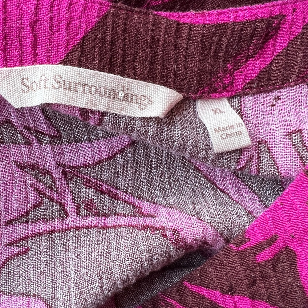 Soft Surroundings Fuchsia Floral Blouse Boho Luxe Flowy Top Lagenlook Feminine - Picture 3 of 4